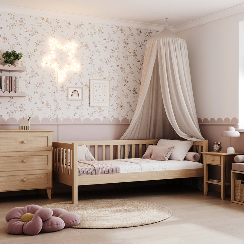 Rozkládací pohovka přírodní dub - dětský pokoj, skandinávský styl Nizio
