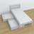 Bed grey with drawer made of wood – angled view