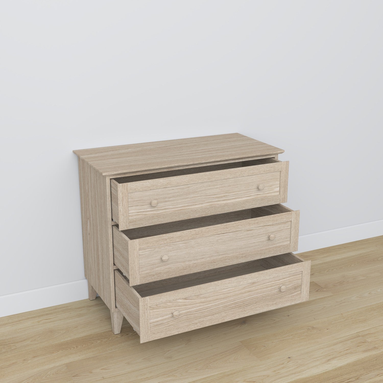 Oak chest of drawers 3S 105 Scandi oak bleached