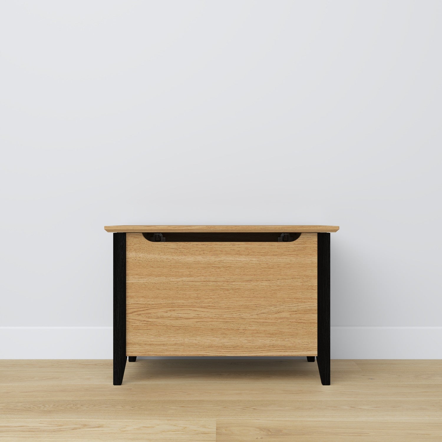 Chest oak natural oak with black – storage and seating, Scandinavian style by Nizio