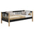 Sofa bed black with oak made of wood – dimensions and diagram, Nizio