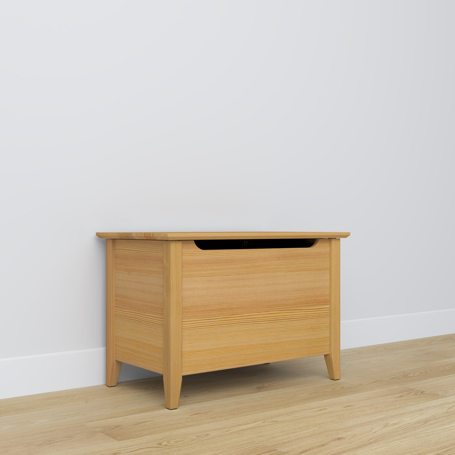 Chest natural pine – pine, closed lid, front view, Nizio