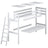 Loft bed black/oak with desk – tabletop and wooden joints, close-up