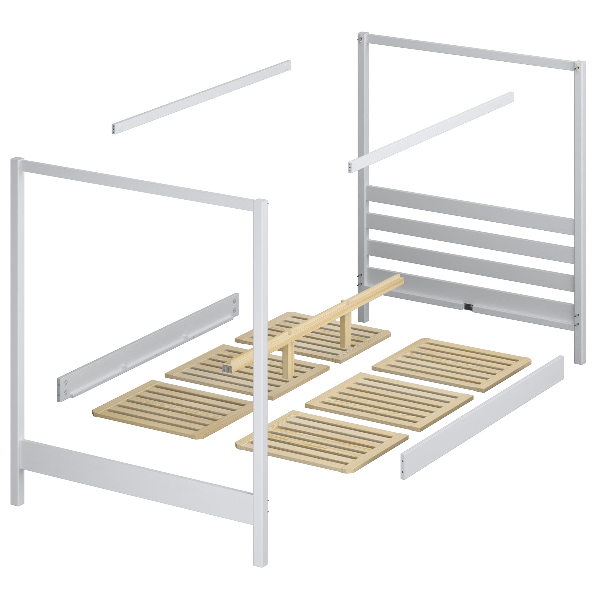 Wooden clear pine canopy bed – wood details, premium quality, Nizio
