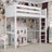 White Wooden Loft Bed – Free Space Under the Sleeping Area, Nizio