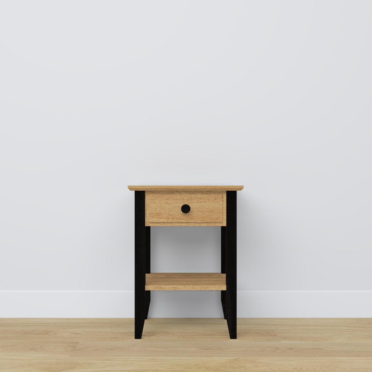 Bedside table with drawer N01 oak natural oak with black – bedroom, Scandinavian style