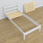 Single wooden bed white – angled view, scandi children’s room
