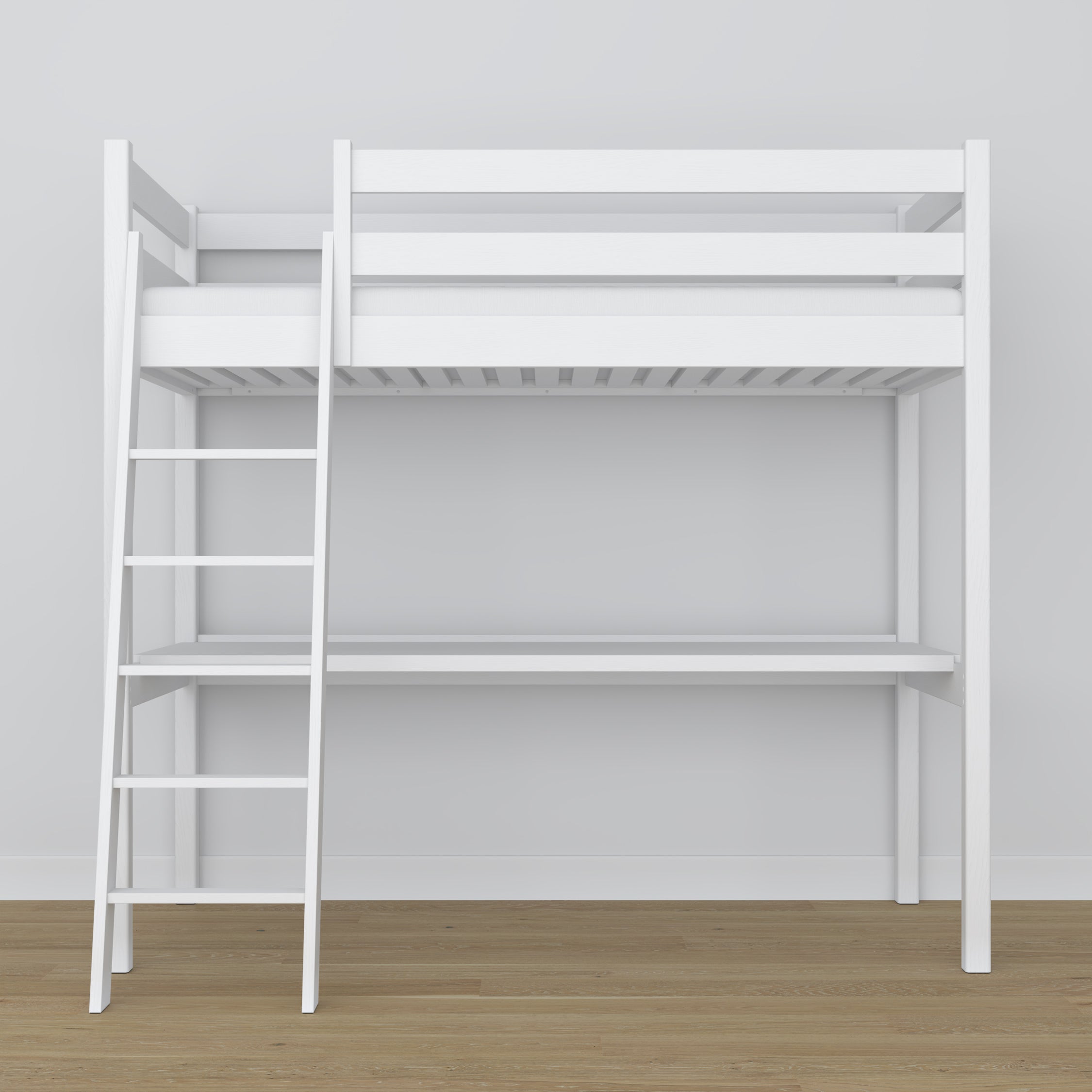 Loft bed with desk white wooden – dimensions, Nizio Home