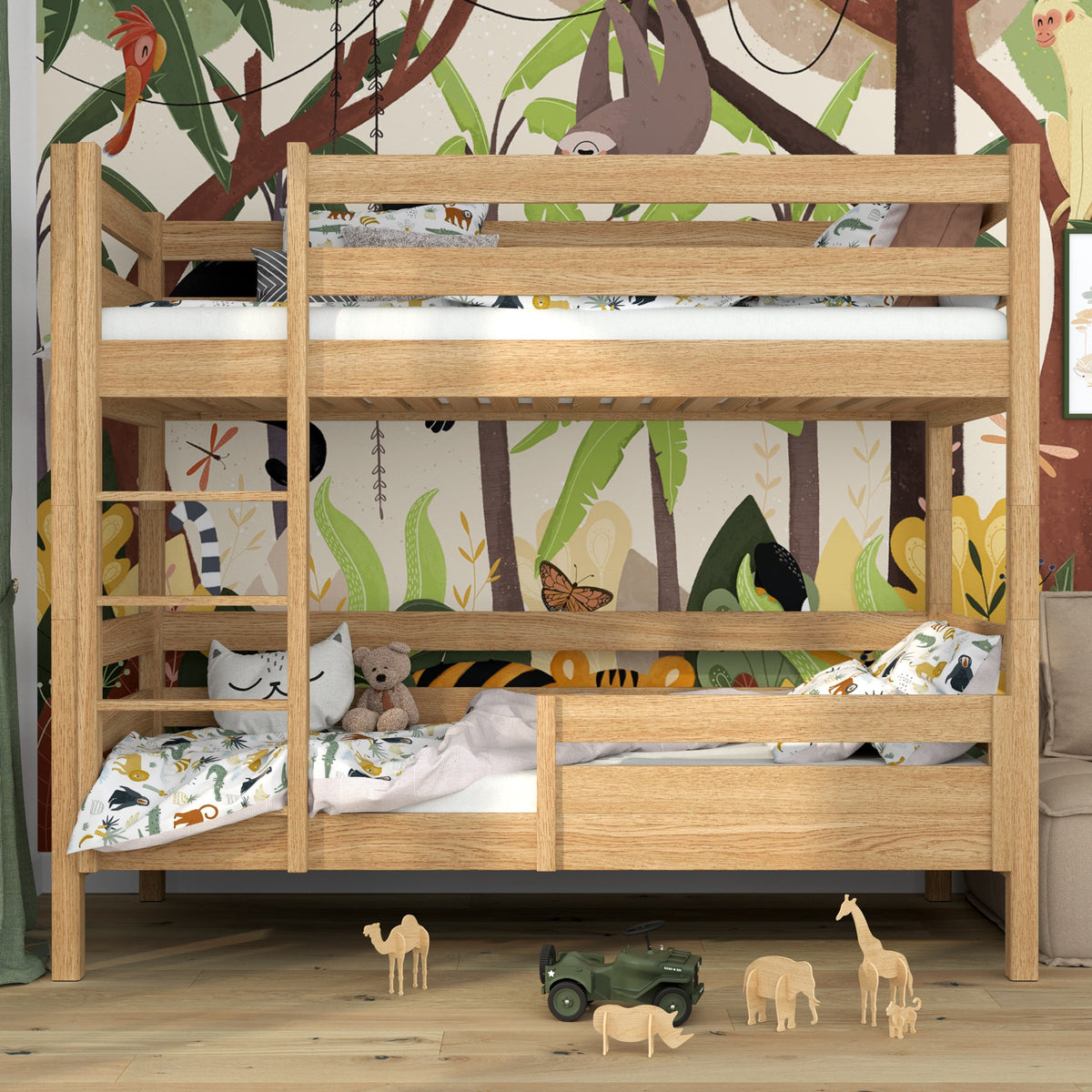 Přírodní dubová ochranná bariéra - dřevěná, čelní pohled, Nizio Home