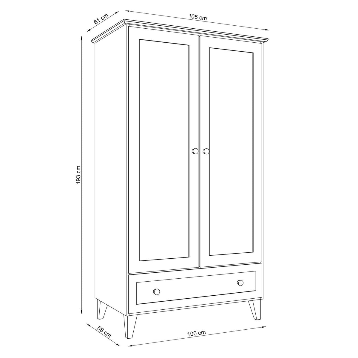 Wooden wardrobe 2D1S Scandi white / natural oak