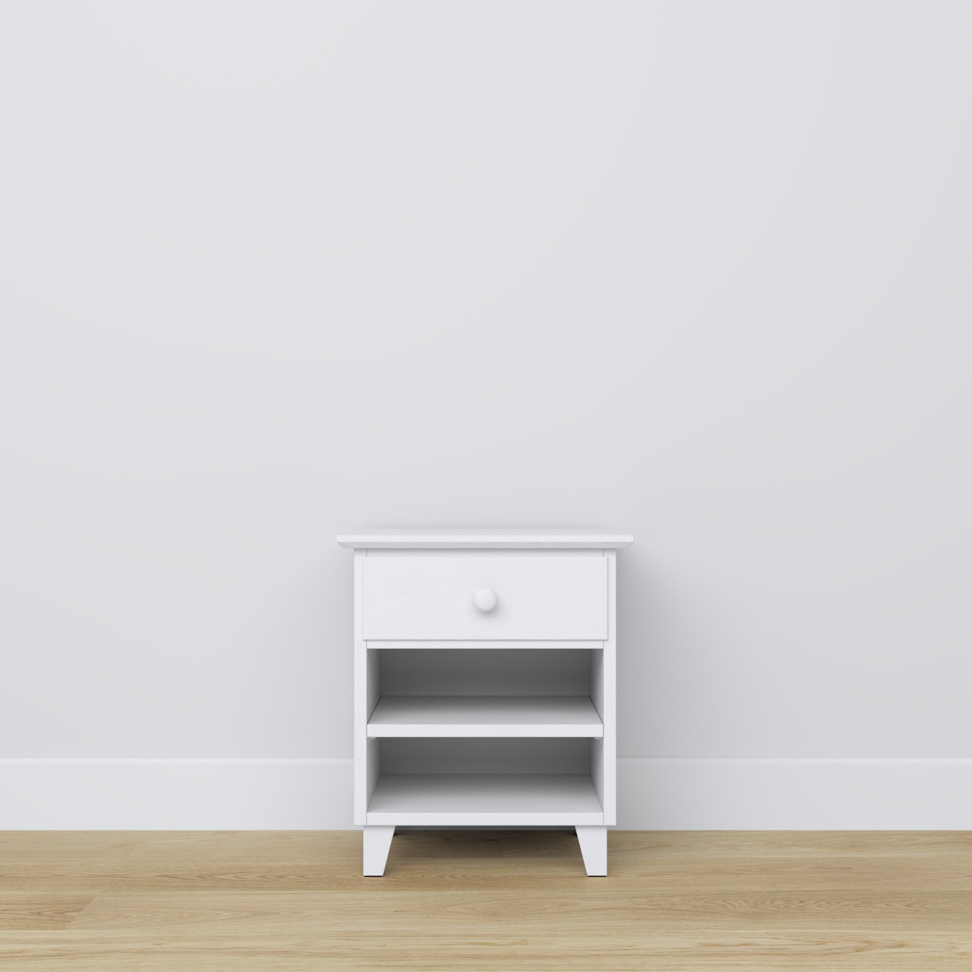 Bedside table with drawer N02 wooden white – bedroom, Scandinavian style
