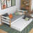 Sofa bed wooden white-oak – mattress drawer pulled out, for guests