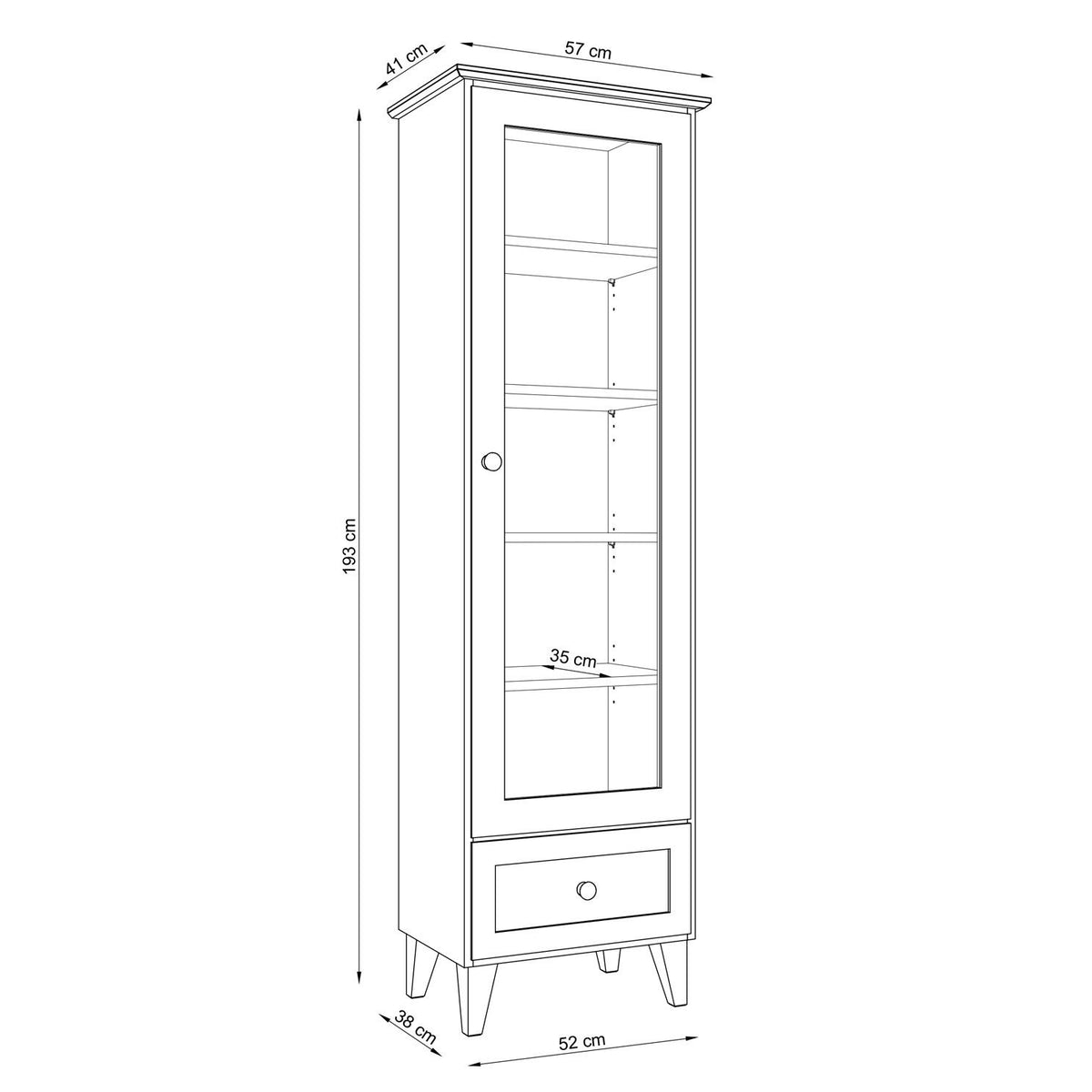 Wooden display cabinet 1S 57 Scandi white
