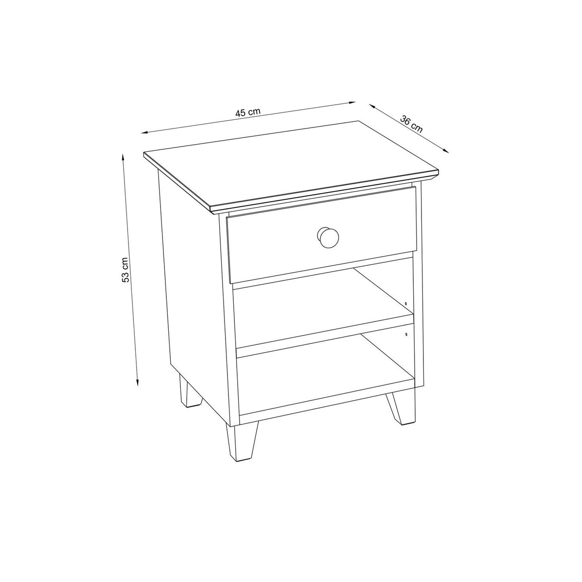 Pine bedside table 1S N02 Scandi clear pine