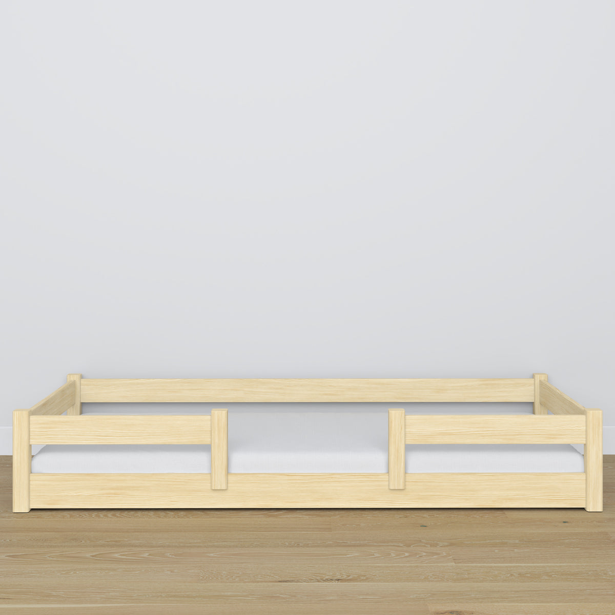 Wooden low bed N01 clear pine