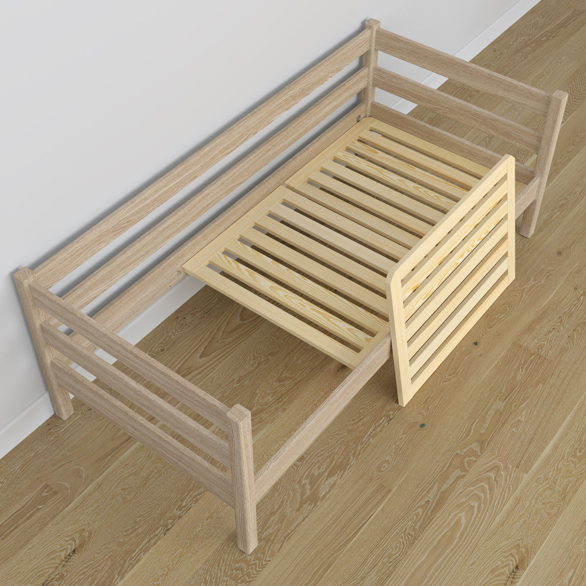 Sofa bed oak bleached oak – view from the headboard, children’s room
