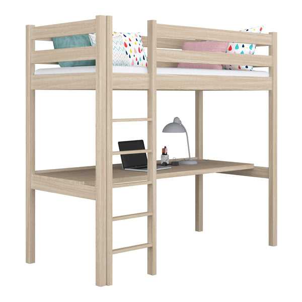 Oak Loft Bed with Desk Bleached Oak – Children’s Room, Scandi Nizio