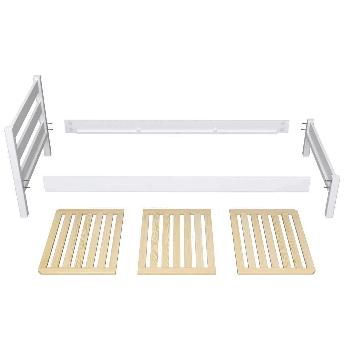 Single wooden bed grey – rear headboard, solid construction