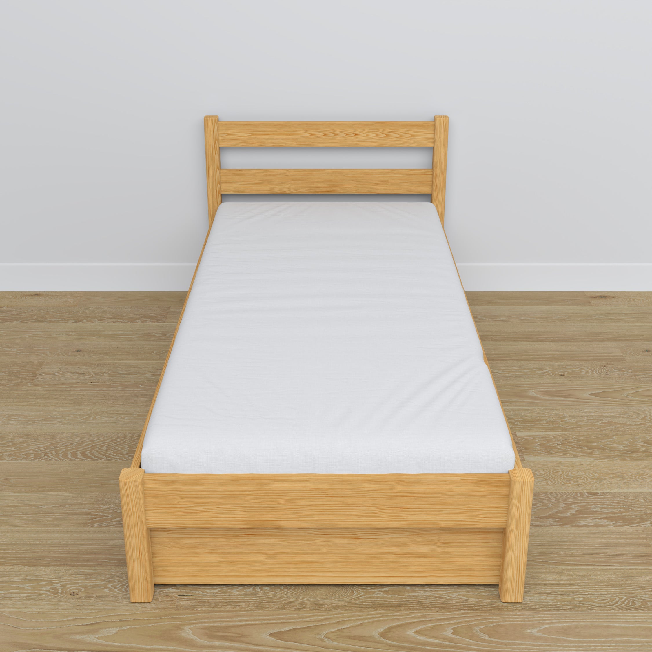Wooden bed with drawer natural pine – child’s room, scandi arrangement