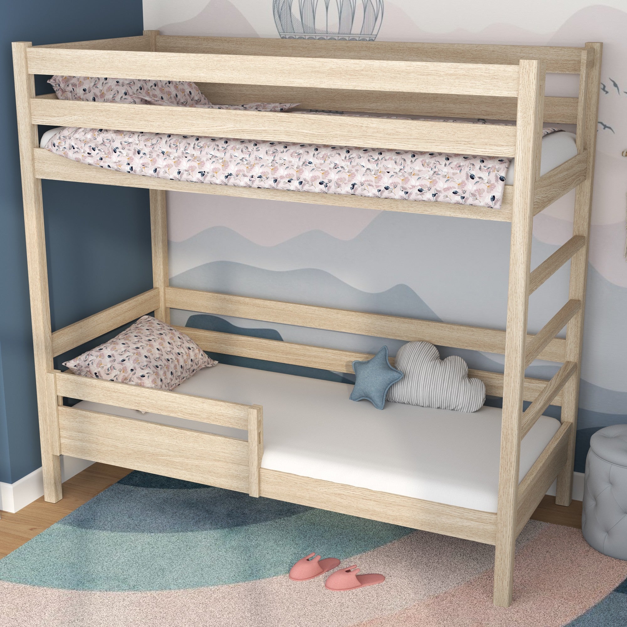 Bed fall protection | bleached oak