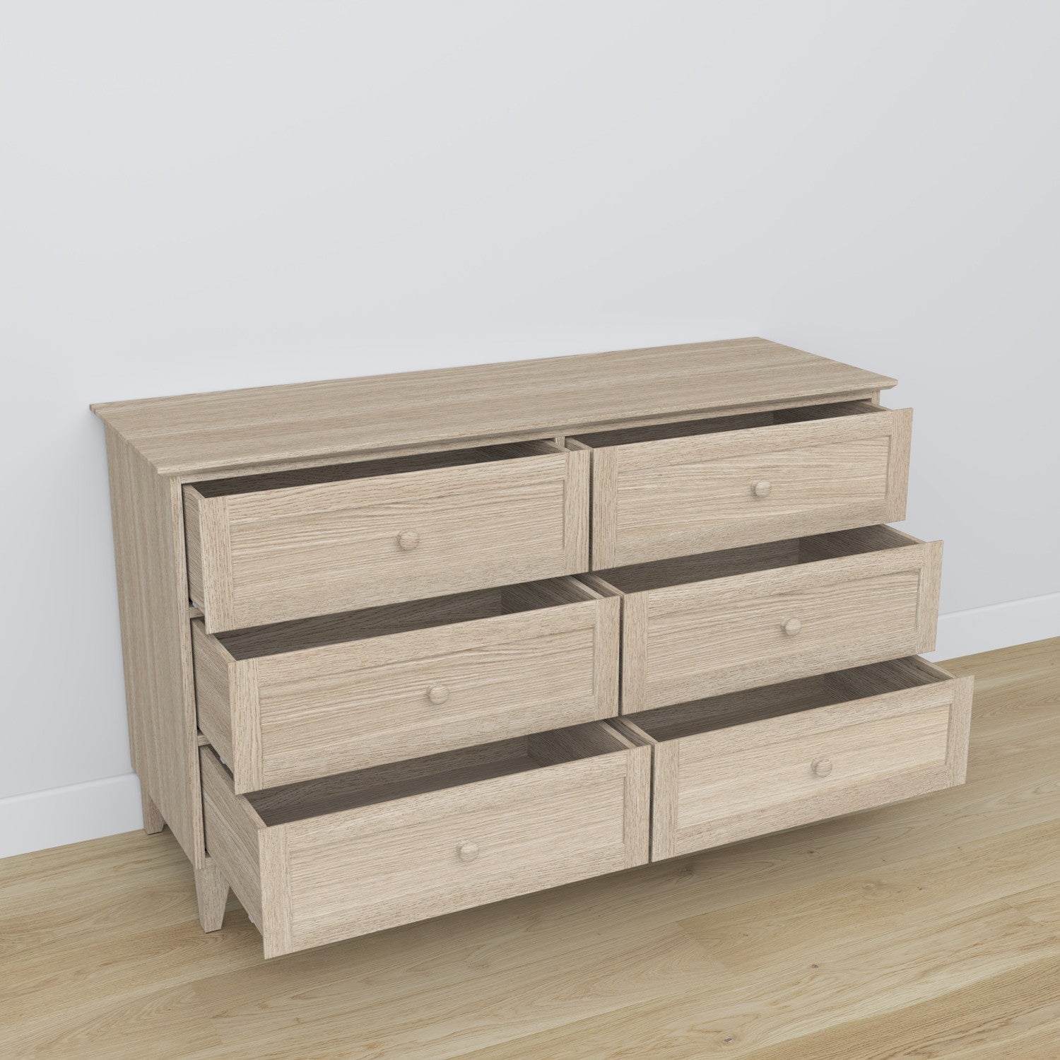 Chest of drawers 6S oak bleached oak – open drawers, spacious storage compartments