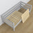 Grey sofa bed with mattress drawer made of wood – dimensions, Nizio