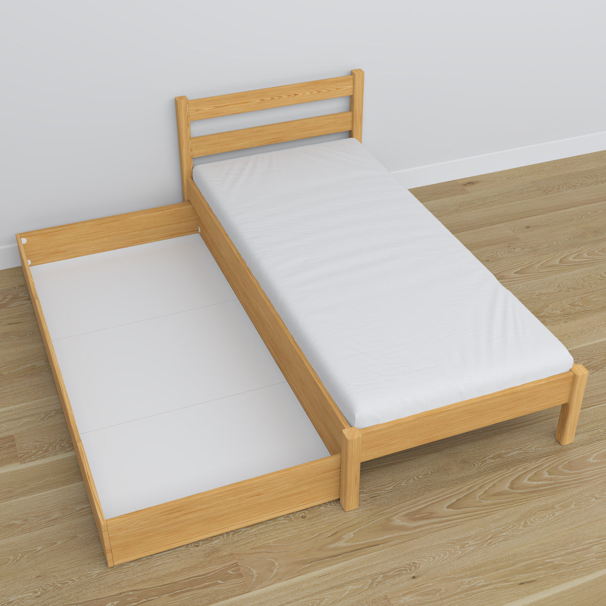Nizio pine slatted base for bed with drawer – durable support base