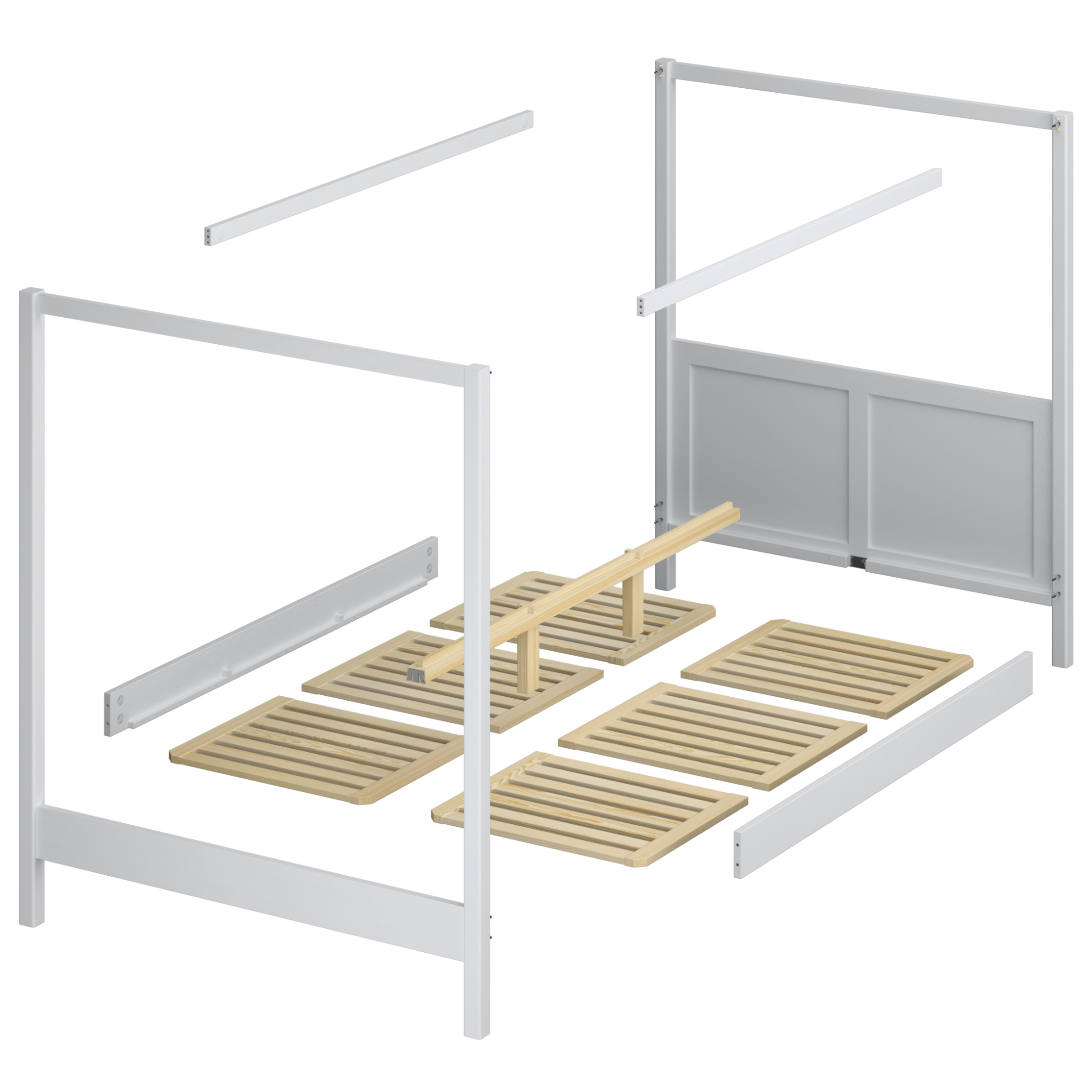 Wooden canopy bed white-oak – wood details, premium quality, Nizio
