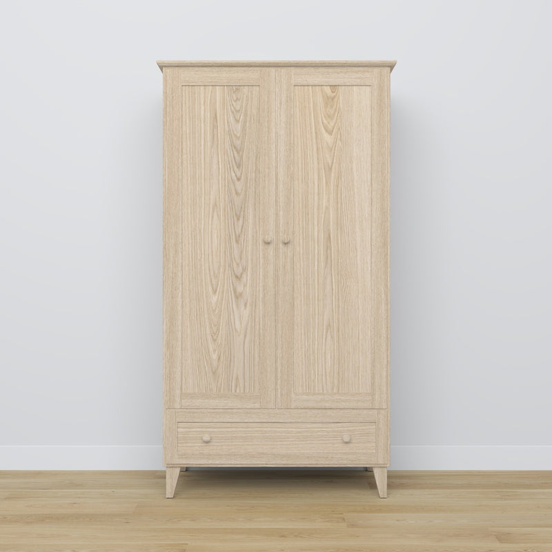 Oak wardrobe 2D1S Scandi oak bleached