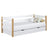 Sofa bed white-oak – wooden side barrier, side view, Nizio