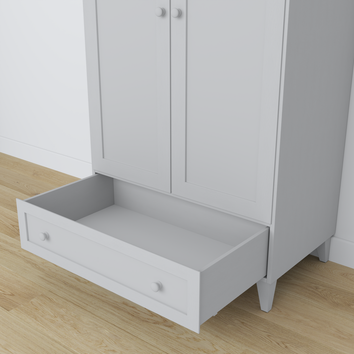 Wooden wardrobe 2D1S Scandi grey
