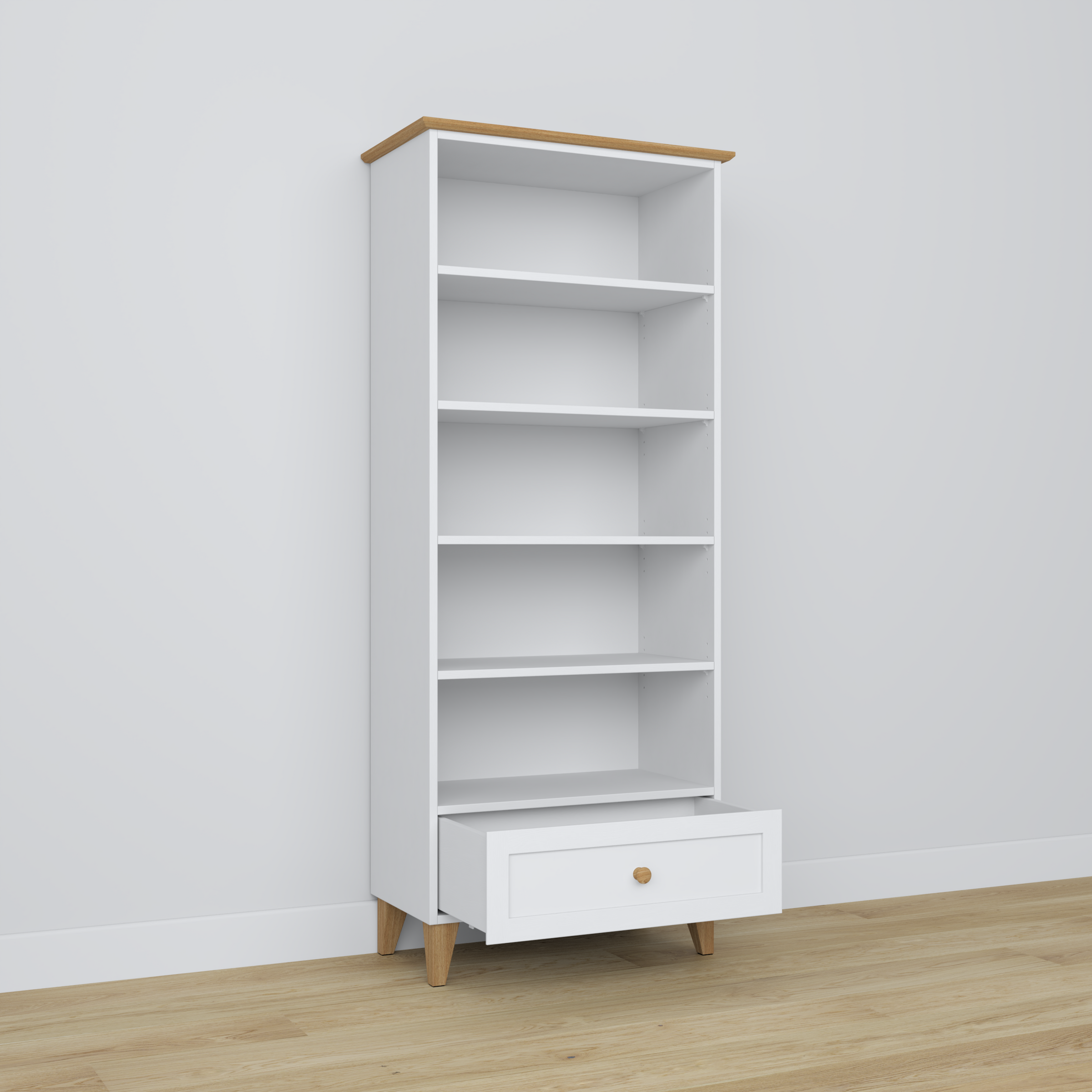 Wooden shelf 1S 80 Scandi white / oak