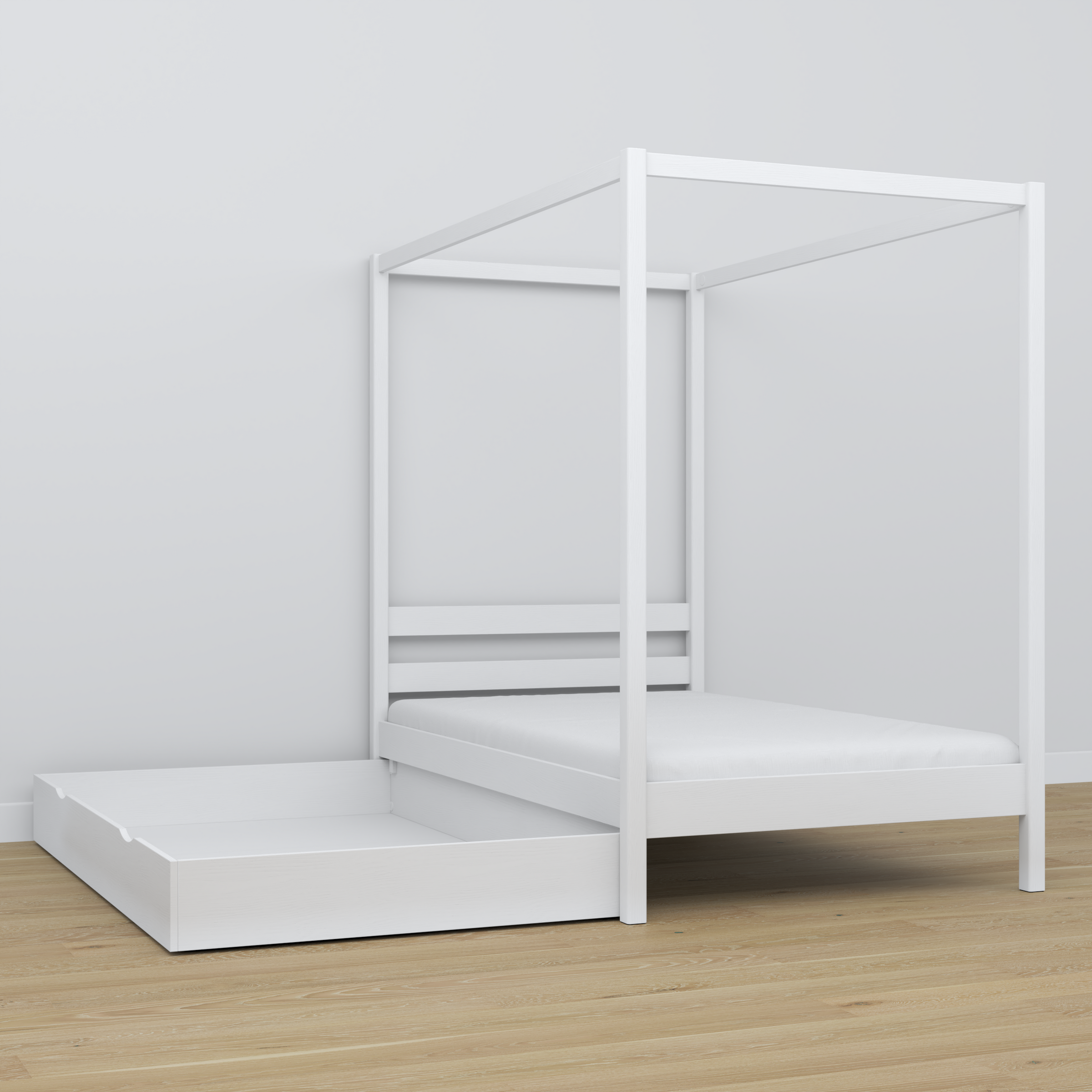 Canopy Bed White – Wooden Details and Joints, Nizio Home