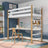 Łóżko na antresoli z biurkiem N01 biało dębowy – detal konstrukcji drewnianej