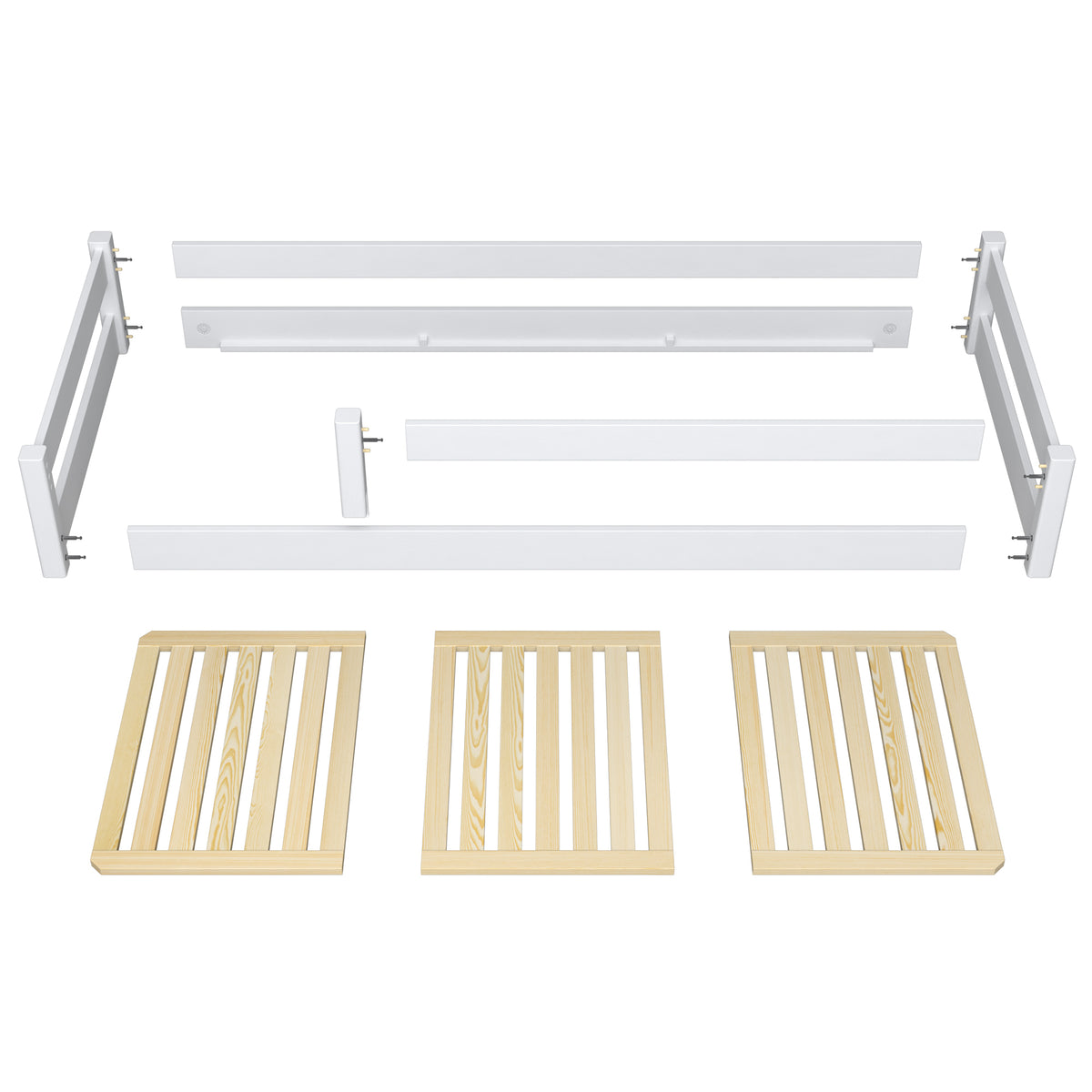 Wooden low bed N02 natural pine