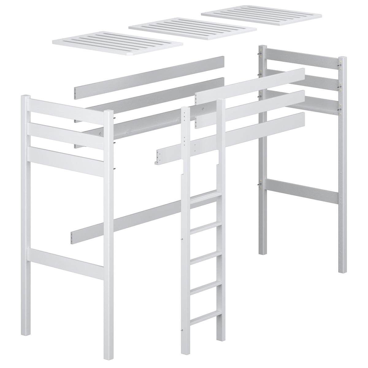 White Wooden Loft Bed – Children’s Room Proportions, Nizio