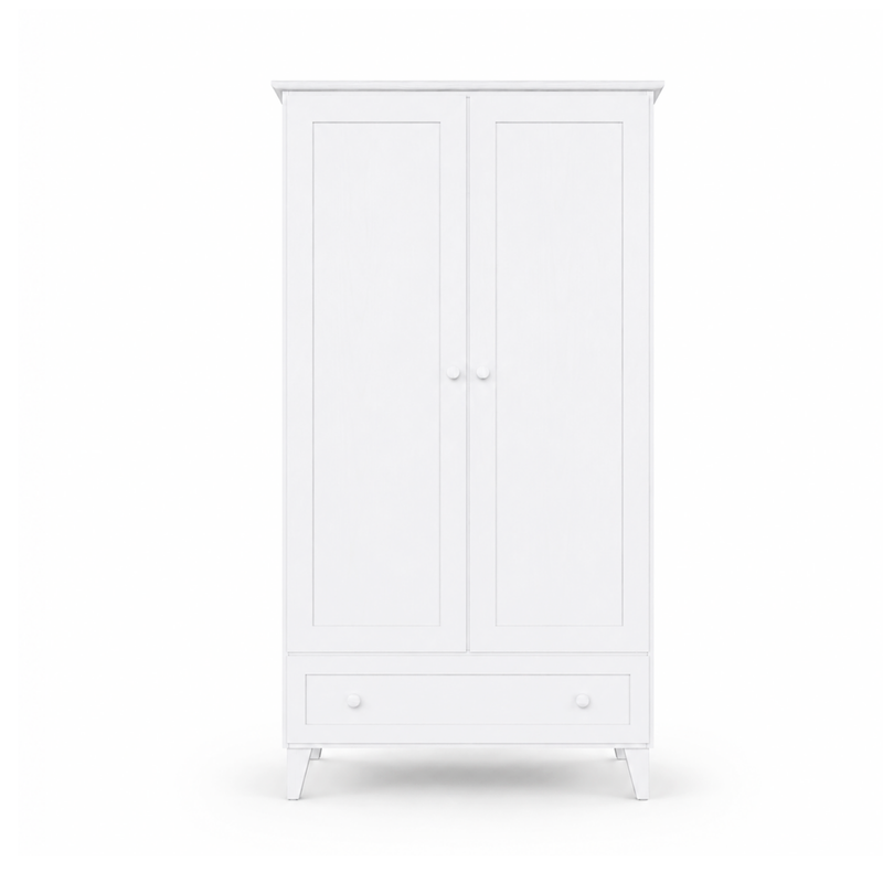 Wooden wardrobe 2D1S Scandi white