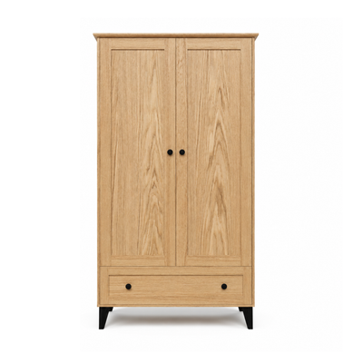 Oak wardrobe 2D1S Scandi oak natural / black